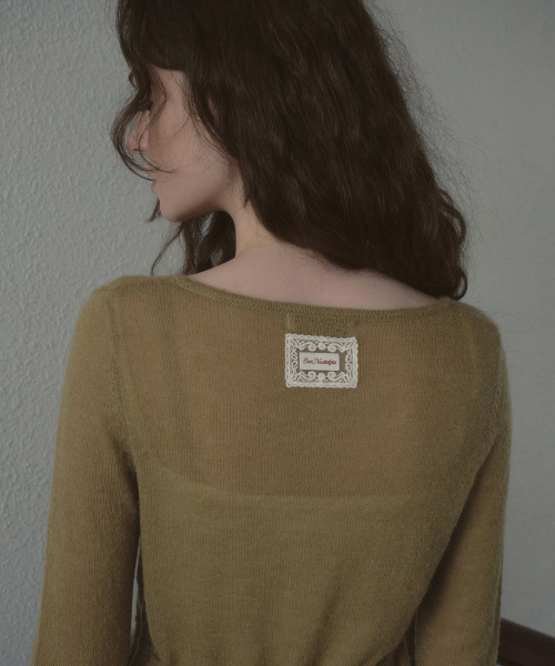 OURNOSTALGIA(アワー ノスタルジア)の「Maren Tie Mohair Knit Cardigan_Khaki(OCB6KN39)(カーディガン/ボレロ・レディース・カーキ・FREE)」の4枚目の写真