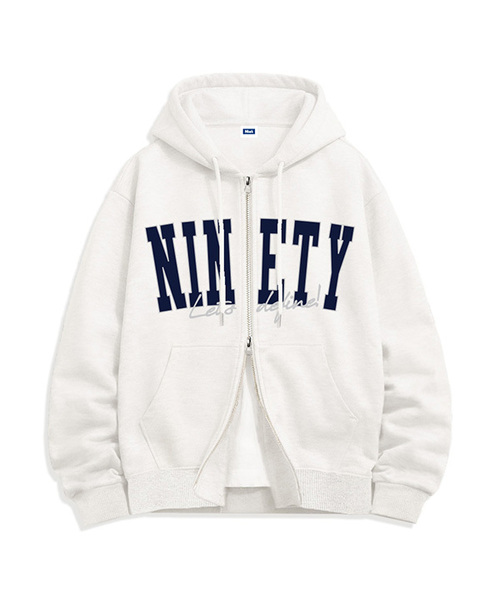 NTET(エンティーイーティー)の「ビッグNINETY ツーウェイジップアップパーカー(4色)(パーカー・メンズ・ホワイト/ブラック/ネイビー/グレー・SMALL/MEDIUM/LARGE/X-LARGE)」の2枚目の写真