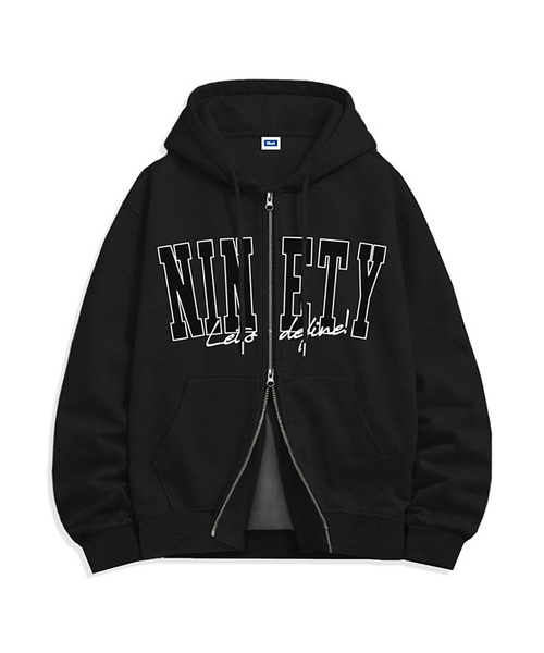 NTET(エンティーイーティー)の「ビッグNINETY ツーウェイジップアップパーカー(4色)(パーカー・メンズ・ホワイト/ブラック/ネイビー/グレー・SMALL/MEDIUM/LARGE/X-LARGE)」の1枚目の写真