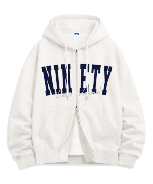 NTET(エンティーイーティー)の「ビッグNINETY ツーウェイジップアップパーカー(4色)(パーカー・メンズ・ホワイト/ブラック/ネイビー/グレー・SMALL/MEDIUM/LARGE/X-LARGE)」の5枚目の写真