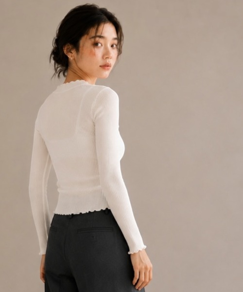 United store(ユナイテッドストア)の「メロウフリルハイネックリブニット(Tシャツ/カットソー・レディース・ピンク/アイボリー/ホワイト・FREE)」の8枚目の写真