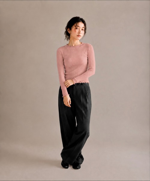 United store(ユナイテッドストア)の「メロウフリルハイネックリブニット(Tシャツ/カットソー・レディース・ピンク/アイボリー/ホワイト・FREE)」の17枚目の写真