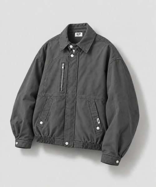 GCLIP(ジクリップ)の「S.N.A.P カラー クロップドワークジャケット 2Color(ブルゾン・メンズ・ブラック/チャコール・LARGE/X-LARGE)」の9枚目の写真