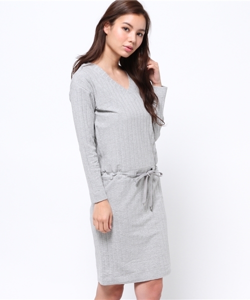 MOUSSY（マウジー）の「RIB BLOUSING OP（ワンピース・レディース・オフホワイト/トップグレー/カーキ/ブラック・FREE）」の9枚目の写真