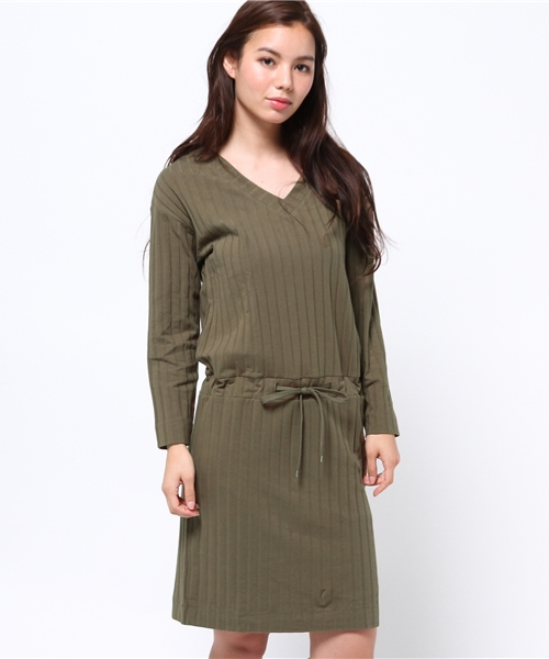 MOUSSY（マウジー）の「RIB BLOUSING OP（ワンピース・レディース・オフホワイト/トップグレー/カーキ/ブラック・FREE）」の10枚目の写真