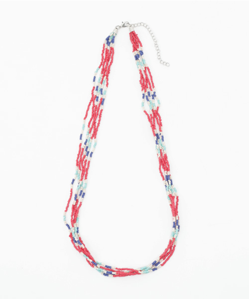RAGEBLUE（レイジブルー）の「多重ビーズネックレス/715696（ネックレス・メンズ・ライトブルー/レッド・FREE）」の2枚目の写真