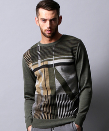 ユニオンジャッククルーネックニット