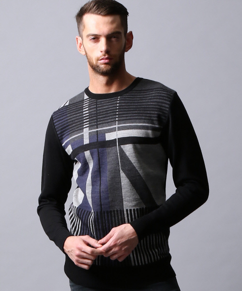 5351 POUR LES HOMMES（ゴーサンゴーイチプールオム）の「ユニオンジャッククルーネックニット（ニット/セーター・メンズ・ブルー/カーキ・1/3/2）」の2枚目の写真