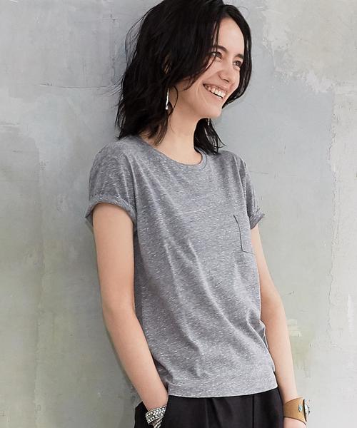 green label relaxing（グリーンレーベルリラクシング）の「CB USA Ｃ/N ポケット Tシャツ（Tシャツ/カットソー・レディース・グレー/オフホワイト/ブラック/レッド・FREE）」の3枚目の写真