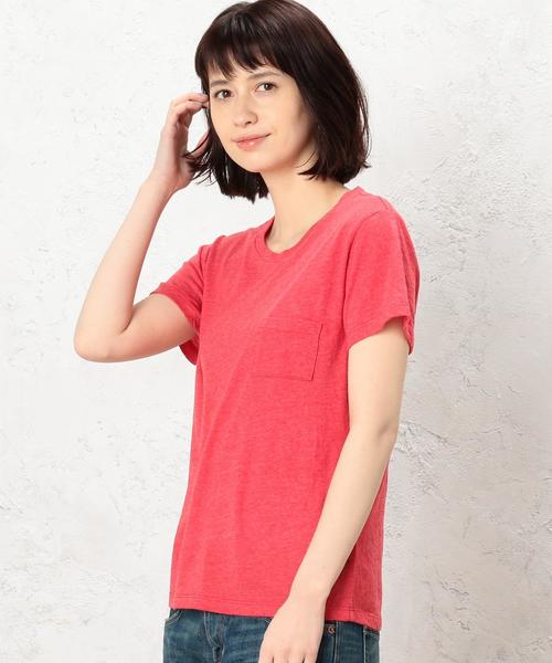 green label relaxing（グリーンレーベルリラクシング）の「CB USA Ｃ/N ポケット Tシャツ（Tシャツ/カットソー・レディース・グレー/オフホワイト/ブラック/レッド・FREE）」の4枚目の写真