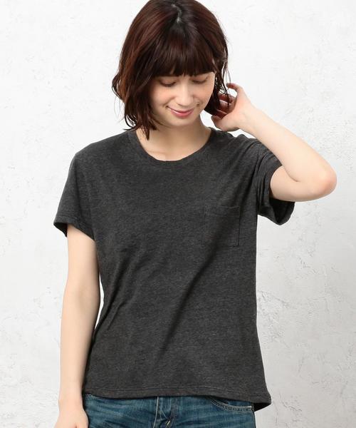 green label relaxing（グリーンレーベルリラクシング）の「CB USA Ｃ/N ポケット Tシャツ（Tシャツ/カットソー・レディース・グレー/オフホワイト/ブラック/レッド・FREE）」の2枚目の写真