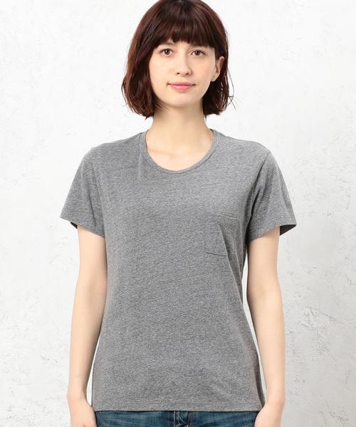 green label relaxing（グリーンレーベルリラクシング）の「CB USA Ｃ/N ポケット Tシャツ（Tシャツ/カットソー・レディース・グレー/オフホワイト/ブラック/レッド・FREE）」の6枚目の写真