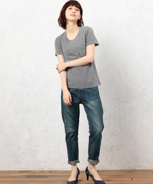 green label relaxing（グリーンレーベルリラクシング）の「CB USA Ｃ/N ポケット Tシャツ（Tシャツ/カットソー・レディース・グレー/オフホワイト/ブラック/レッド・FREE）」の13枚目の写真