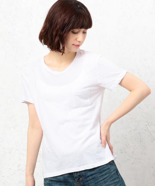 green label relaxing（グリーンレーベルリラクシング）の「CB USA Ｃ/N ポケット Tシャツ（Tシャツ/カットソー・レディース・グレー/オフホワイト/ブラック/レッド・FREE）」の8枚目の写真