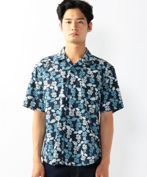 coen（コーエン）の「ダークトロピカルオープンカラーシャツ（シャツ/ブラウス・メンズ・オリーブ/コバルトブルー・MEDIUM/X-LARGE/LARGE/SMALL）」の4枚目の写真