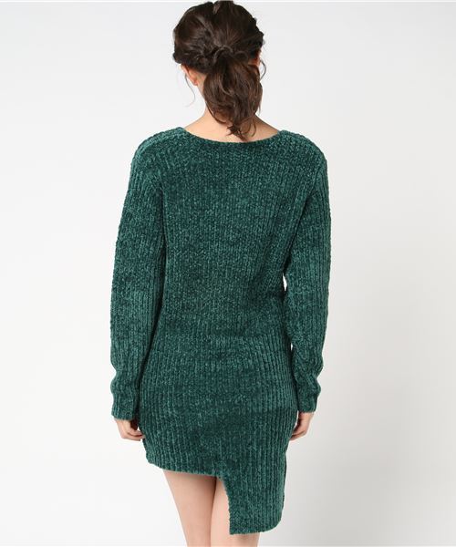 SLY（スライ）の「UNEVEN V/N MG OP（ワンピース・レディース・ブラック/ダークグリーン/ライトベージュ・FREE）」の11枚目の写真