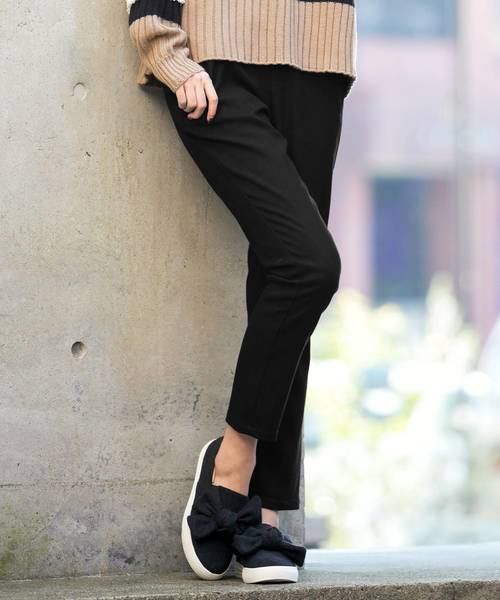 KOBE LETTUCE（コウベレタス）の「この冬手放せない☆着ぶくれ知らずのあったかボトム！選べる2typeバックウエストゴム裏起毛テーパードパンツ・ワイドパンツ/レディースボトムス[M1998]神戸レタス（その他パンツ・レディース・ブラック/ネイビー/ボルドー/ブラック系その他/ベージュ系その他/ブルー系その他/レッド系その他/ベージュ系その他2/その他/チェック・FREE）」の3枚目の写真