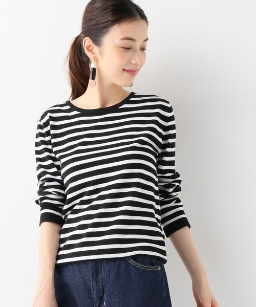 SLOBE IENA（スローブイエナ）の「ハイゲージボーダーニット◆（ニット/セーター・レディース・ブラック/ホワイト・FREE）」の2枚目の写真