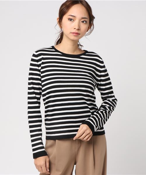 SLOBE IENA（スローブイエナ）の「ハイゲージボーダーニット◆（ニット/セーター・レディース・ブラック/ホワイト・FREE）」の9枚目の写真