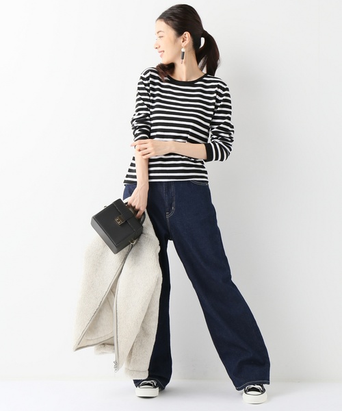 SLOBE IENA（スローブイエナ）の「ハイゲージボーダーニット◆（ニット/セーター・レディース・ブラック/ホワイト・FREE）」の10枚目の写真