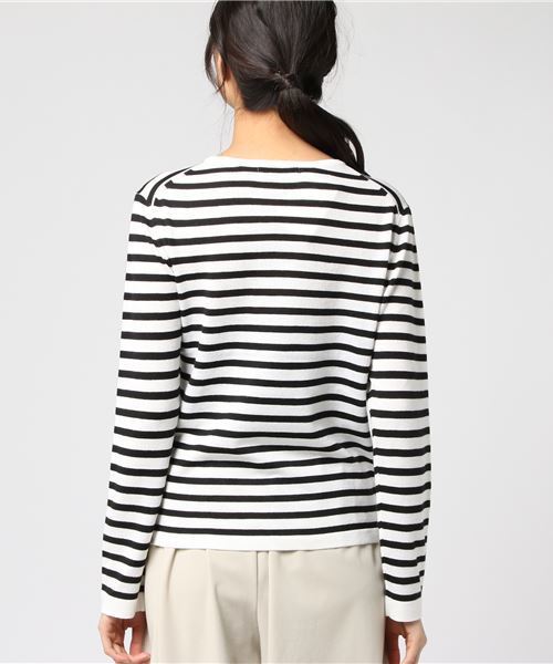 SLOBE IENA（スローブイエナ）の「ハイゲージボーダーニット◆（ニット/セーター・レディース・ブラック/ホワイト・FREE）」の4枚目の写真