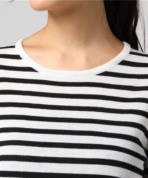 SLOBE IENA（スローブイエナ）の「ハイゲージボーダーニット◆（ニット/セーター・レディース・ブラック/ホワイト・FREE）」の5枚目の写真