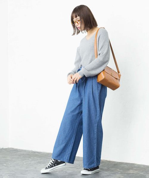 WEGO（ウィゴー）の「WEGO/デニムウエストリボンタックワイドパンツ（デニムパンツ・レディース・インディゴブルー/ダークインディゴブルー/ライトインディゴブルー・LARGE/MEDIUM/SMALL）」の7枚目の写真