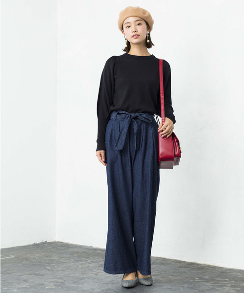 WEGO（ウィゴー）の「WEGO/デニムウエストリボンタックワイドパンツ（デニムパンツ・レディース・インディゴブルー/ダークインディゴブルー/ライトインディゴブルー・LARGE/MEDIUM/SMALL）」の9枚目の写真