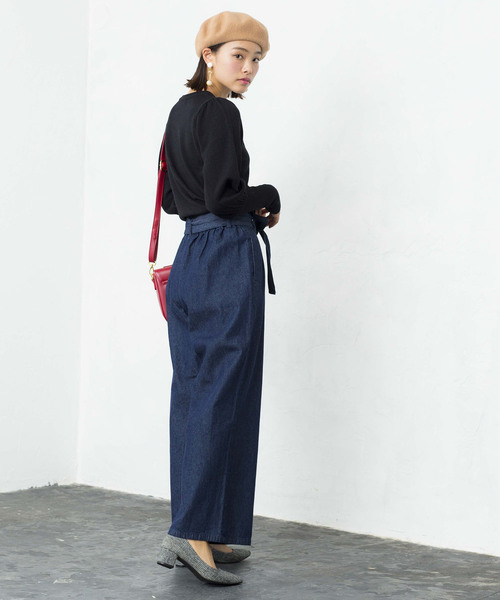 WEGO（ウィゴー）の「WEGO/デニムウエストリボンタックワイドパンツ（デニムパンツ・レディース・インディゴブルー/ダークインディゴブルー/ライトインディゴブルー・LARGE/MEDIUM/SMALL）」の11枚目の写真