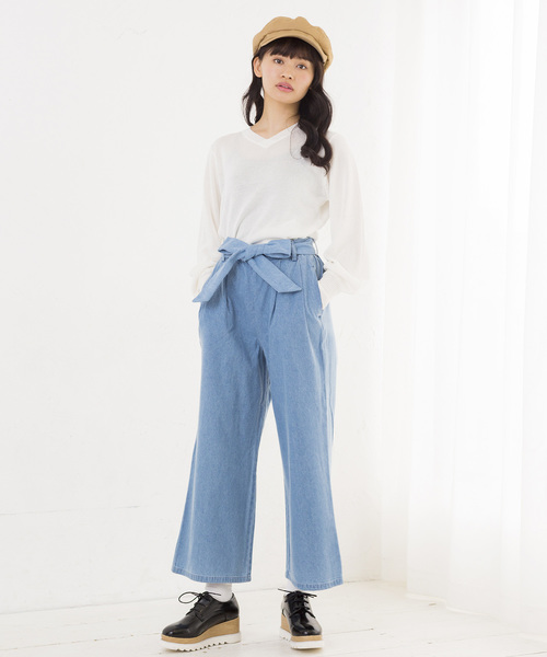 WEGO（ウィゴー）の「WEGO/デニムウエストリボンタックワイドパンツ（デニムパンツ・レディース・インディゴブルー/ダークインディゴブルー/ライトインディゴブルー・LARGE/MEDIUM/SMALL）」の14枚目の写真