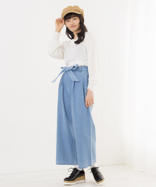 WEGO（ウィゴー）の「WEGO/デニムウエストリボンタックワイドパンツ（デニムパンツ・レディース・インディゴブルー/ダークインディゴブルー/ライトインディゴブルー・LARGE/MEDIUM/SMALL）」の16枚目の写真