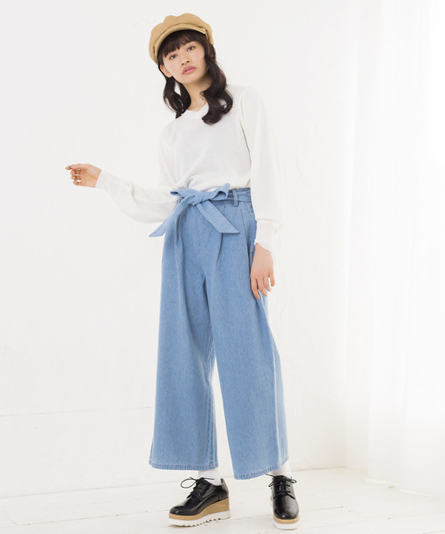 WEGO（ウィゴー）の「WEGO/デニムウエストリボンタックワイドパンツ（デニムパンツ・レディース・インディゴブルー/ダークインディゴブルー/ライトインディゴブルー・LARGE/MEDIUM/SMALL）」の17枚目の写真