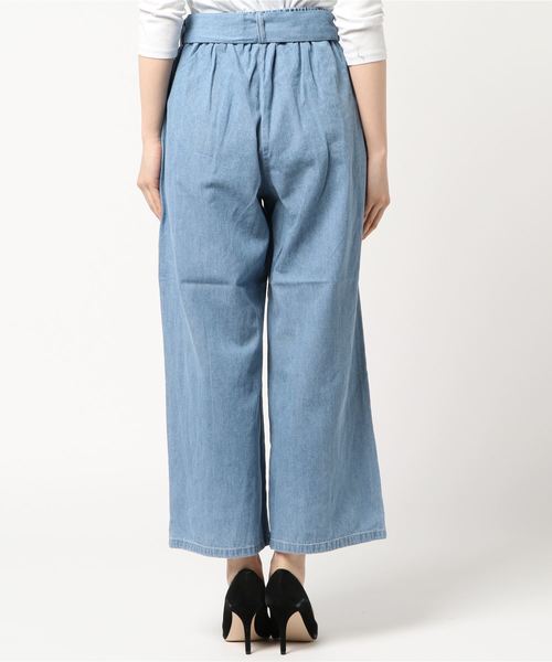 WEGO（ウィゴー）の「WEGO/デニムウエストリボンタックワイドパンツ（デニムパンツ・レディース・インディゴブルー/ダークインディゴブルー/ライトインディゴブルー・LARGE/MEDIUM/SMALL）」の4枚目の写真