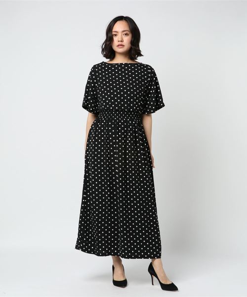 meJane（ミージェーン）の「ジョーゼット半袖ワンピース（ワンピース・レディース・ホワイト×ブラック/ブラック/ブラック系その他/ブラック×ホワイト/ブラック×イエロー/ネイビー/イエロー/レッド・フリー）」の15枚目の写真