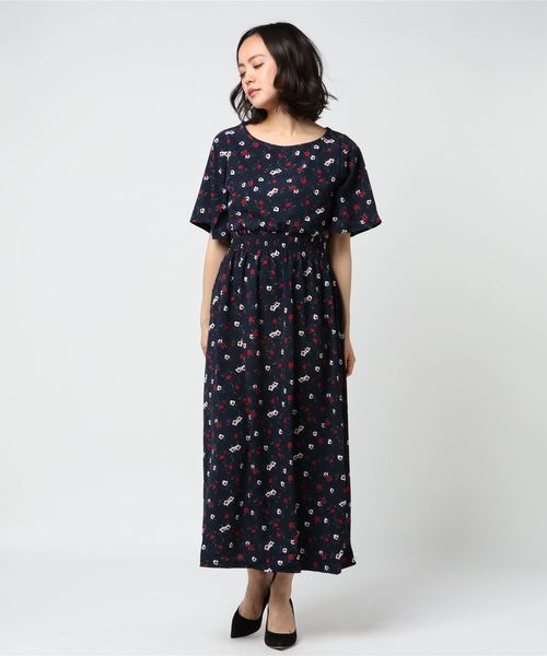 meJane（ミージェーン）の「ジョーゼット半袖ワンピース（ワンピース・レディース・ホワイト×ブラック/ブラック/ブラック系その他/ブラック×ホワイト/ブラック×イエロー/ネイビー/イエロー/レッド・フリー）」の6枚目の写真