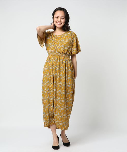 meJane（ミージェーン）の「ジョーゼット半袖ワンピース（ワンピース・レディース・ホワイト×ブラック/ブラック/ブラック系その他/ブラック×ホワイト/ブラック×イエロー/ネイビー/イエロー/レッド・フリー）」の7枚目の写真