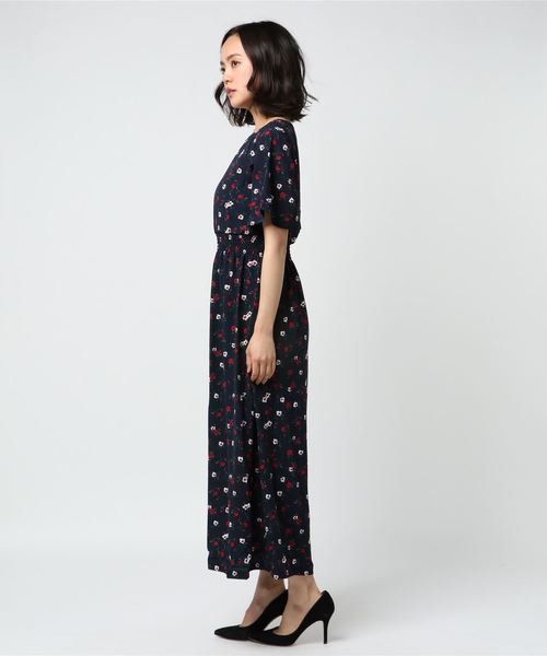 meJane（ミージェーン）の「ジョーゼット半袖ワンピース（ワンピース・レディース・ホワイト×ブラック/ブラック/ブラック系その他/ブラック×ホワイト/ブラック×イエロー/ネイビー/イエロー/レッド・フリー）」の9枚目の写真