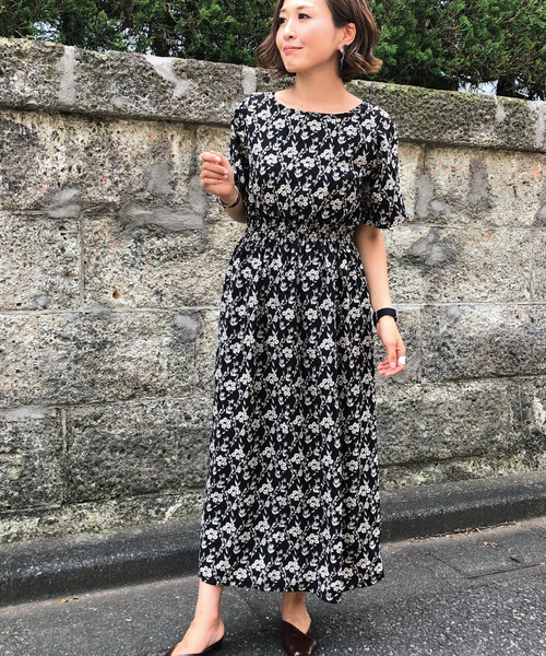 meJane（ミージェーン）の「ジョーゼット半袖ワンピース（ワンピース・レディース・ホワイト×ブラック/ブラック/ブラック系その他/ブラック×ホワイト/ブラック×イエロー/ネイビー/イエロー/レッド・フリー）」の12枚目の写真