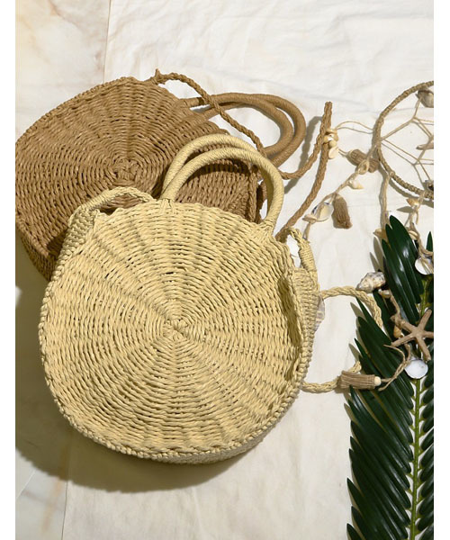 Re:EDIT（リエディ）の「サークルストローかごバッグ（かごバッグ・レディース・オフホワイト/ベージュ/ブラック・FREE）」の2枚目の写真