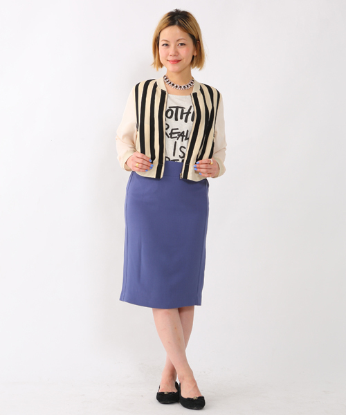 mystic（ミスティック）の「【mystic】 プリントT（Tシャツ/カットソー・レディース・オフホワイト/ベージュ/ベージュ系その他/ブルー・ﾌﾘ-）」の8枚目の写真