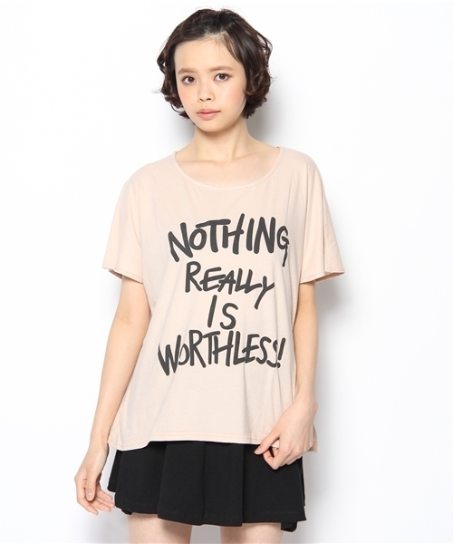 mystic（ミスティック）の「【mystic】 プリントT（Tシャツ/カットソー・レディース・オフホワイト/ベージュ/ベージュ系その他/ブルー・ﾌﾘ-）」の3枚目の写真