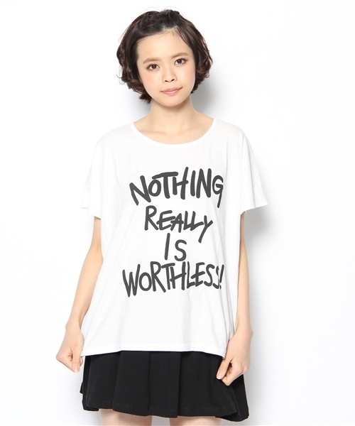 mystic（ミスティック）の「【mystic】 プリントT（Tシャツ/カットソー・レディース・オフホワイト/ベージュ/ベージュ系その他/ブルー・ﾌﾘ-）」の2枚目の写真