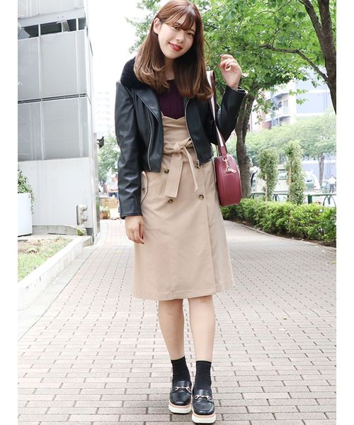 dazzlin(ダズリン)の「フェイクレザーライダース(ライダースジャケット・レディース・ブラック/ワイン・SMALL/MEDIUM)」の9枚目の写真