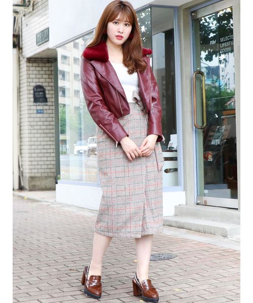 dazzlin(ダズリン)の「フェイクレザーライダース(ライダースジャケット・レディース・ブラック/ワイン・SMALL/MEDIUM)」の19枚目の写真