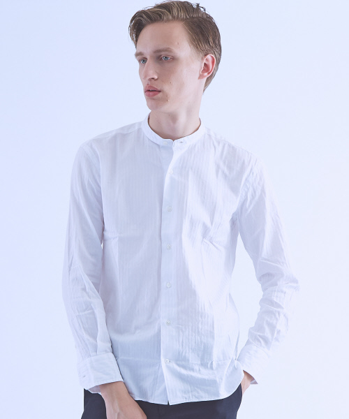 ABAHOUSE（アバハウス）の「【Recency of Mine】カラミストライプバンドカラーシャツ（シャツ/ブラウス・メンズ・ホワイト・44/46/48）」の6枚目の写真