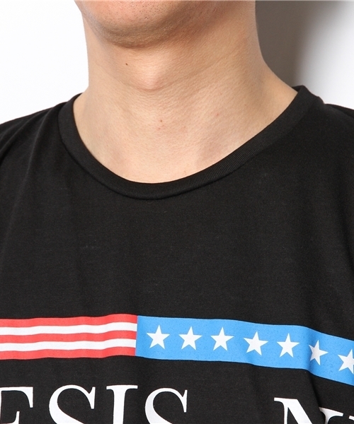 WEGO（ウィゴー）の「WEGO/星条旗ラインTシャツ（Tシャツ/カットソー・メンズ・ホワイト/ブラック/ブルー・MEDIUM/LARGE）」の4枚目の写真