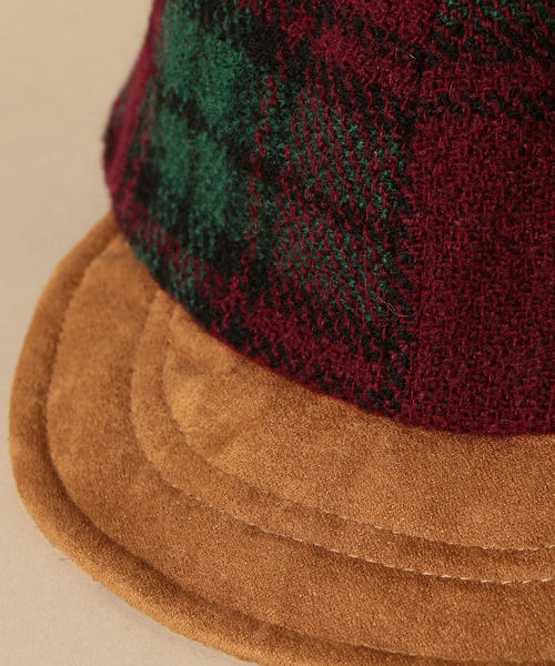 green label relaxing（グリーンレーベルリラクシング）の「〔別注〕cobmaster（コブマスター）チェックスケーターキャップ（キャップ・キッズ・ブラウン/ワインレッド・52-56cm）」の7枚目の写真