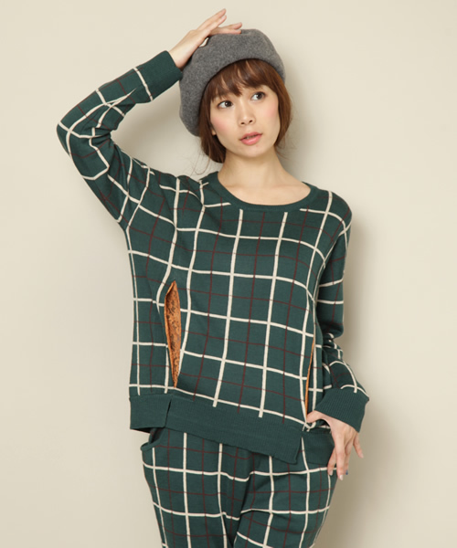 Another Edition(アナザーエディション)の「AE CHK KNIT PO(ニット/セーター・レディース・オフホワイト/ケリー/ネイビー・フリー)」の9枚目の写真