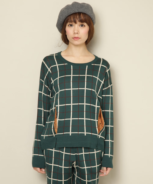 Another Edition(アナザーエディション)の「AE CHK KNIT PO(ニット/セーター・レディース・オフホワイト/ケリー/ネイビー・フリー)」の12枚目の写真