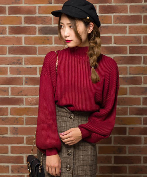 SpRay（スプレイ）の「【WEB限定】ボリューム袖ボトルネックニット（ニット/セーター・レディース・ブラック/ブラウン/グレー/オフホワイト/グリーン/マスタード/キャメル/ワイン・FREE）」の11枚目の写真